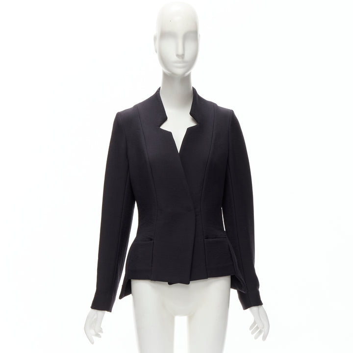 ZERO MARIA CORNEJO black wool scuba cutout collar jacket US2 S