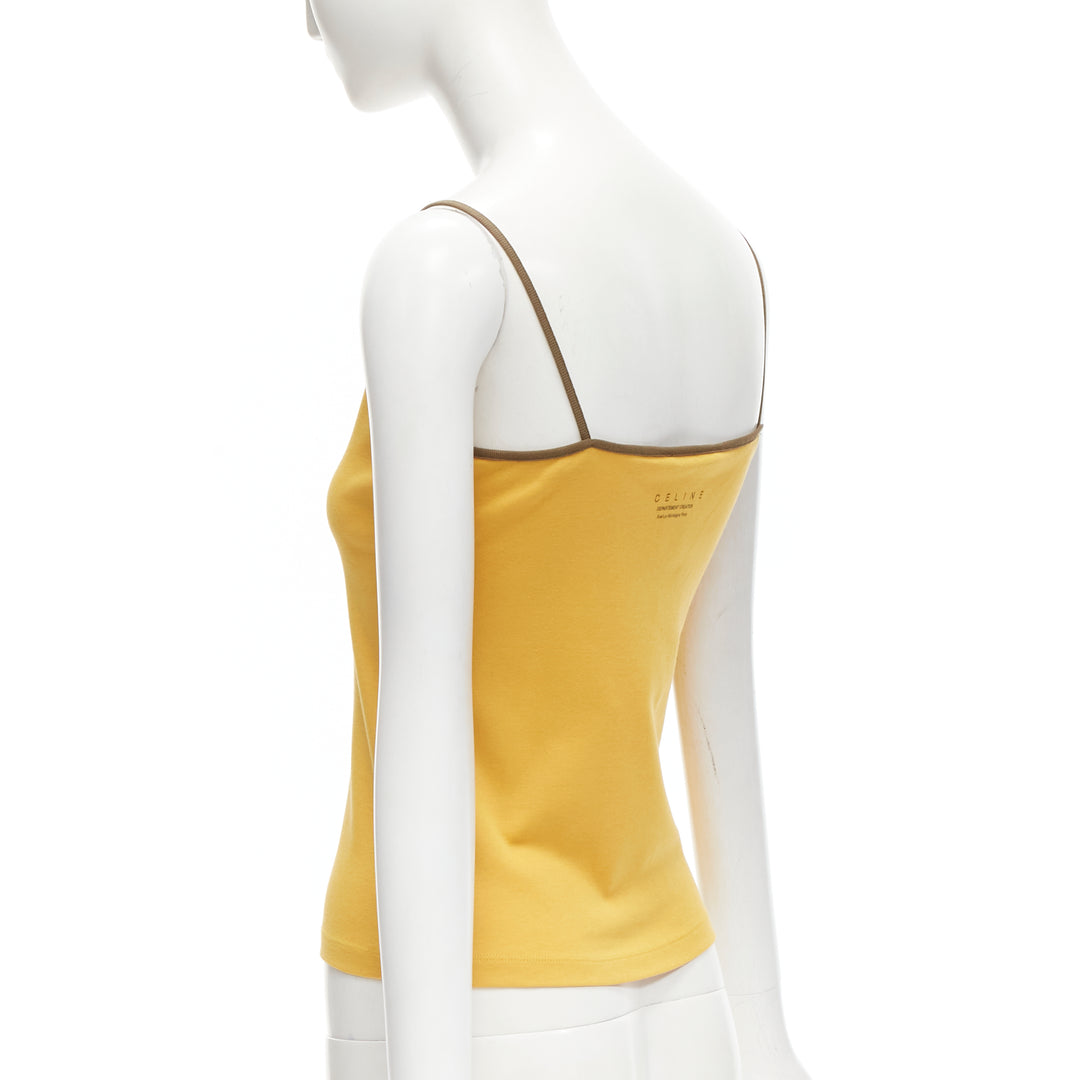 CELINE Vintage Y2K yellow Triomphe logo studded cami tank top M