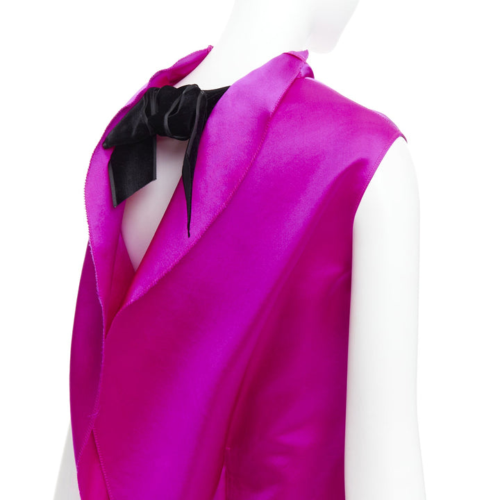LANVIN 10th Anniversary fuchsia pink 100% silk backless evening dress FR36 S