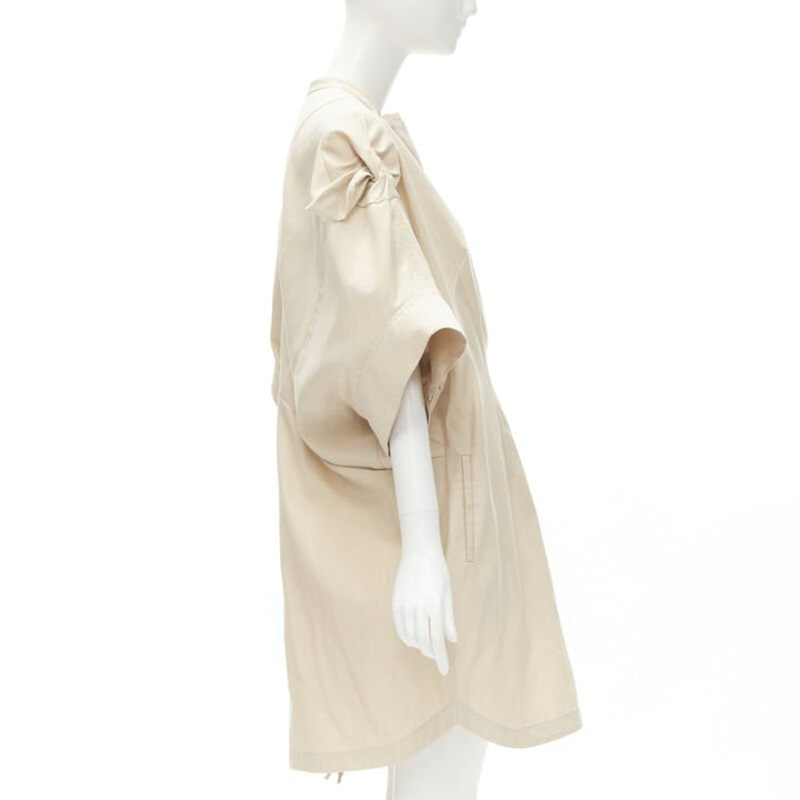 3.1 PHILLIP LIM beige cotton blend knot tie oversized cocoon dress US2 S