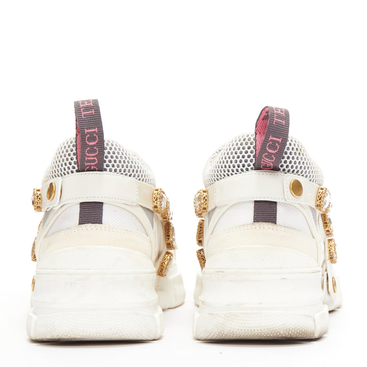 GUCCI Runway Flashtrek cream crystal harness chunky sneakers EU38