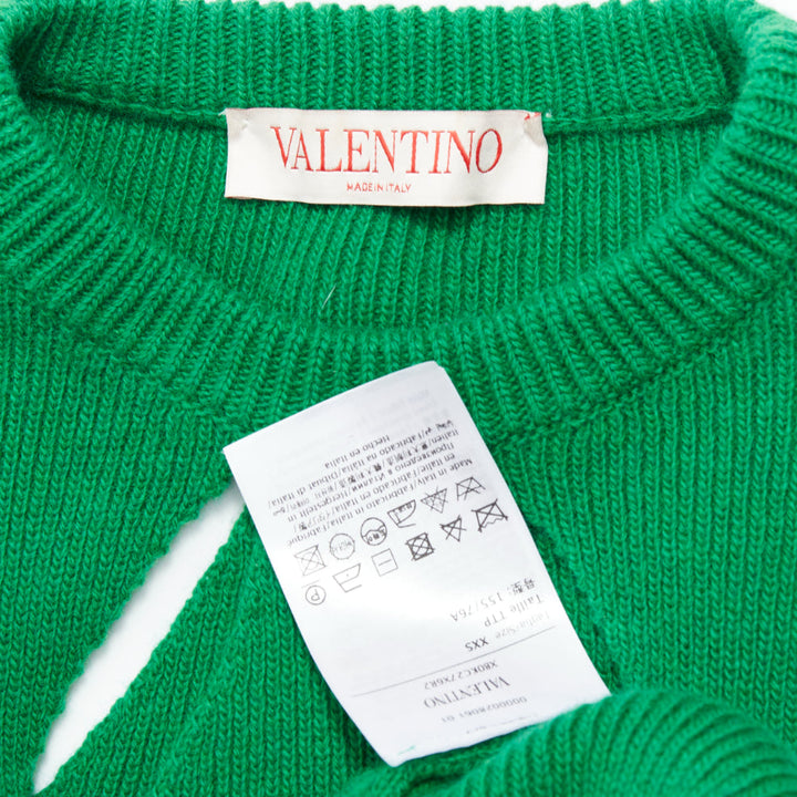 VALENTINO 2022 Pier Paolo Piccioli green virgin wool cut out sweater XXS