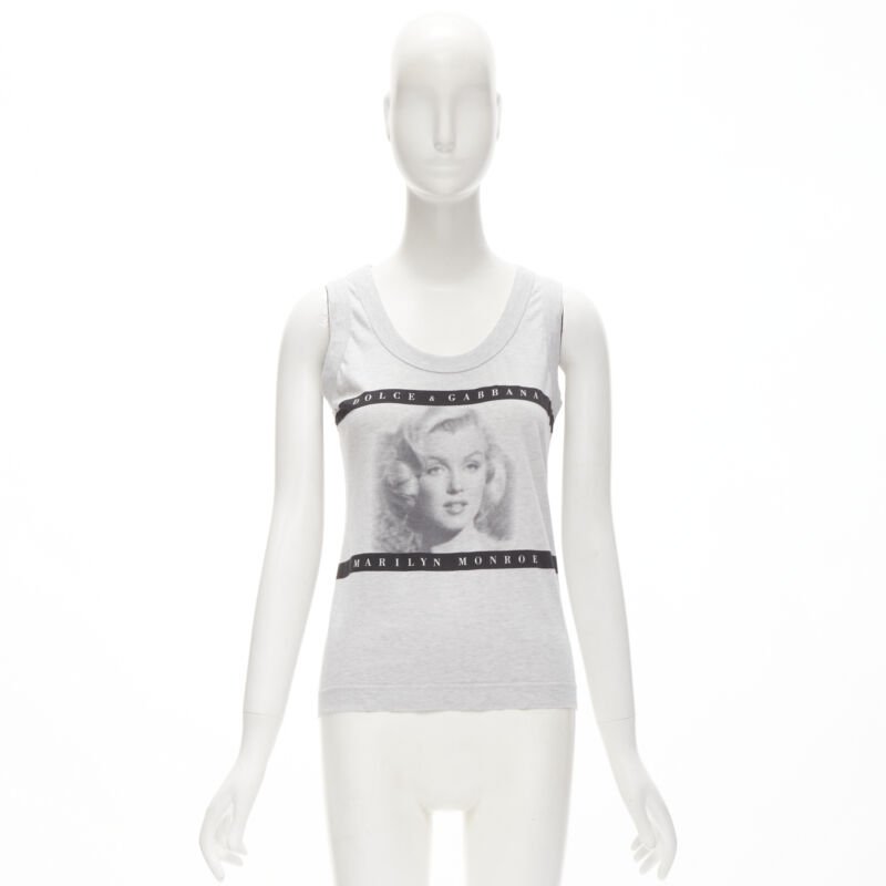 DOLCE GABBANA Vintage Marilyn Monroe Y2K print grey tank top IT38 XS