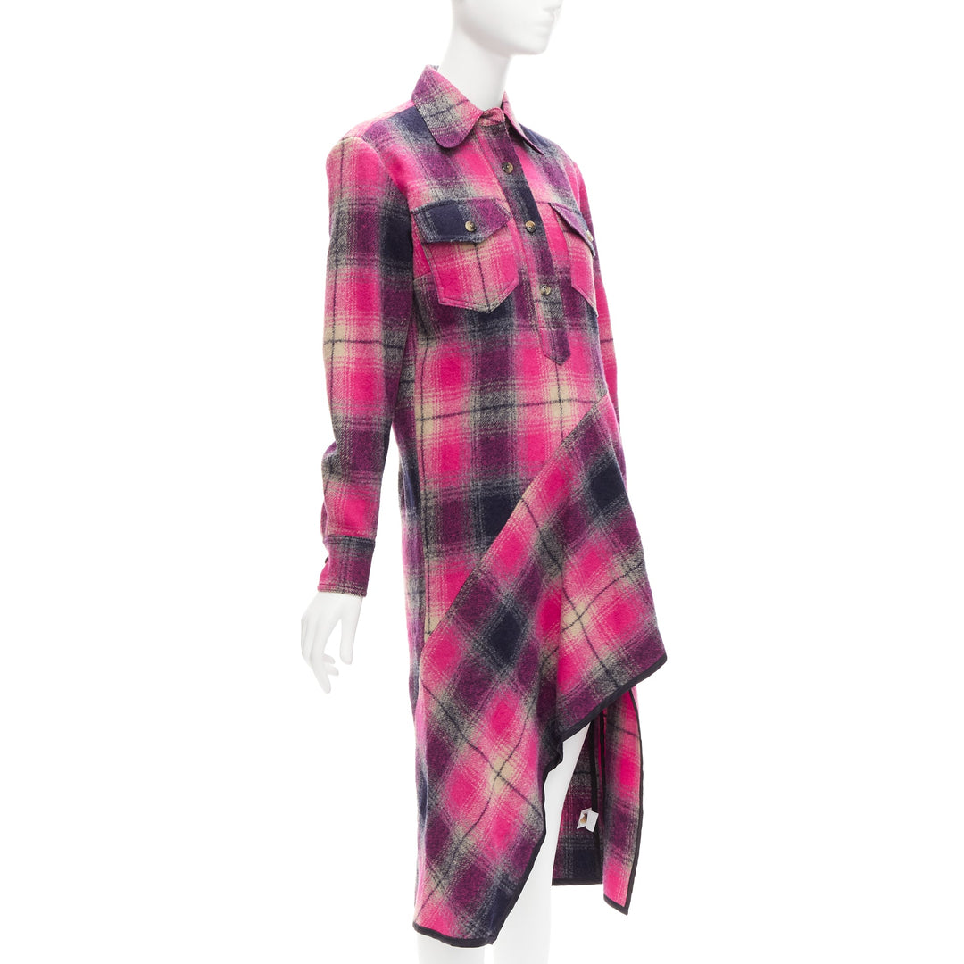 Female mannequin wearing Dries Van Noten Pink Wool Women Casual Dress in Size FR34 | Available at JHROP