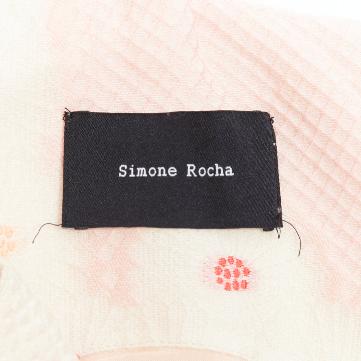 SIMONE ROCHA Kimono pink silk cotton blend floral cloque midi dress UK10 M