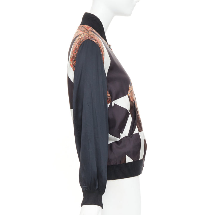 GIVENCHY 2013 silk Teddy black paisley scarf geometric bomber jacket FR38 M