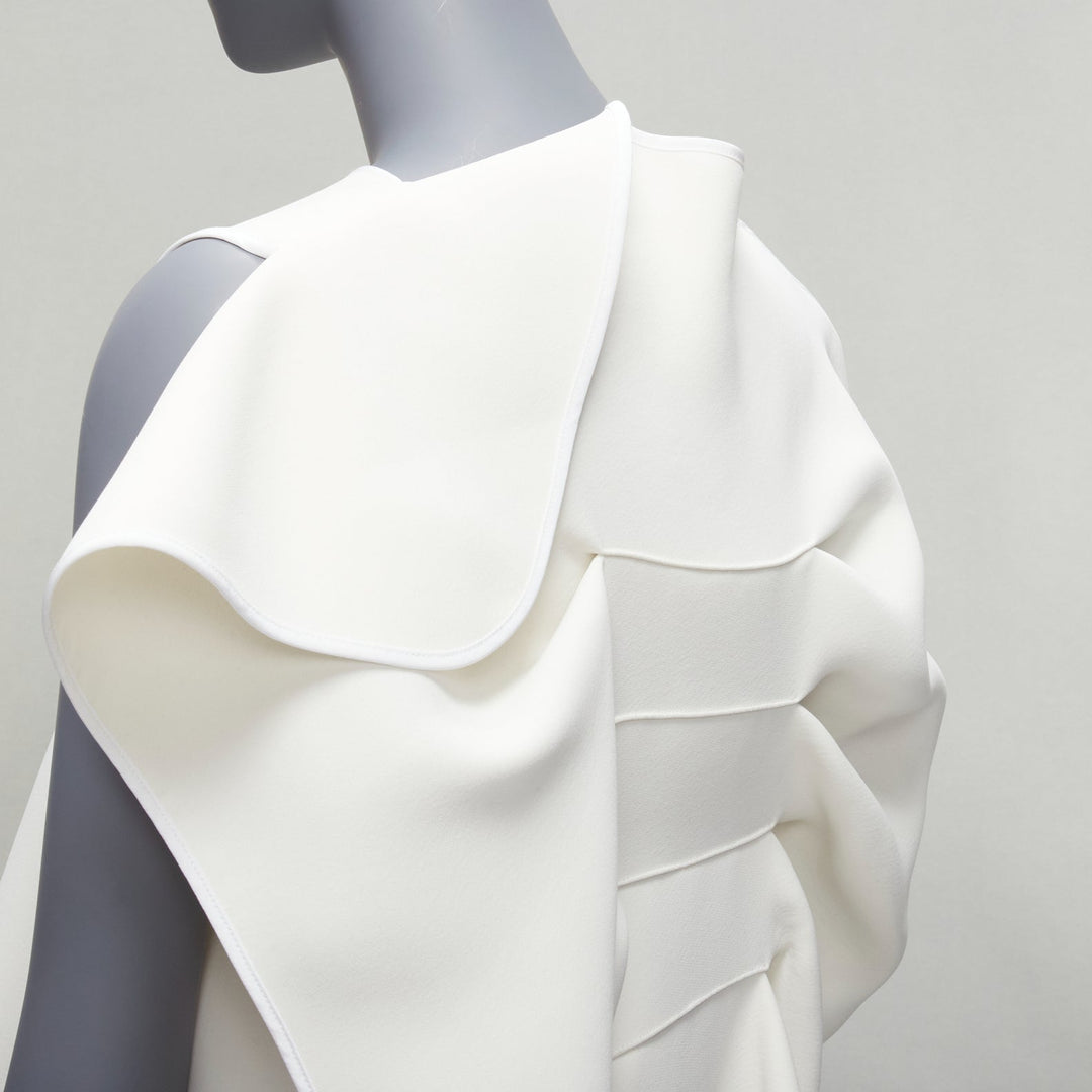 MATICEVSKI 2016 Imposed Petal white pleated back ruffled back vest top AUS6 S