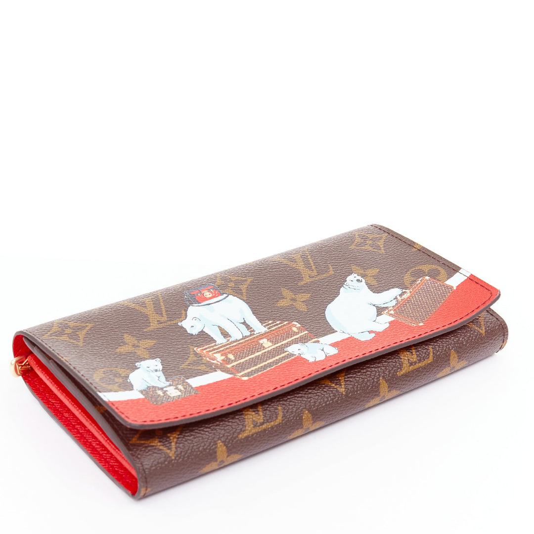 LOUIS VUITTON Victorine Christmas Animation 2017 Bear print long wallet