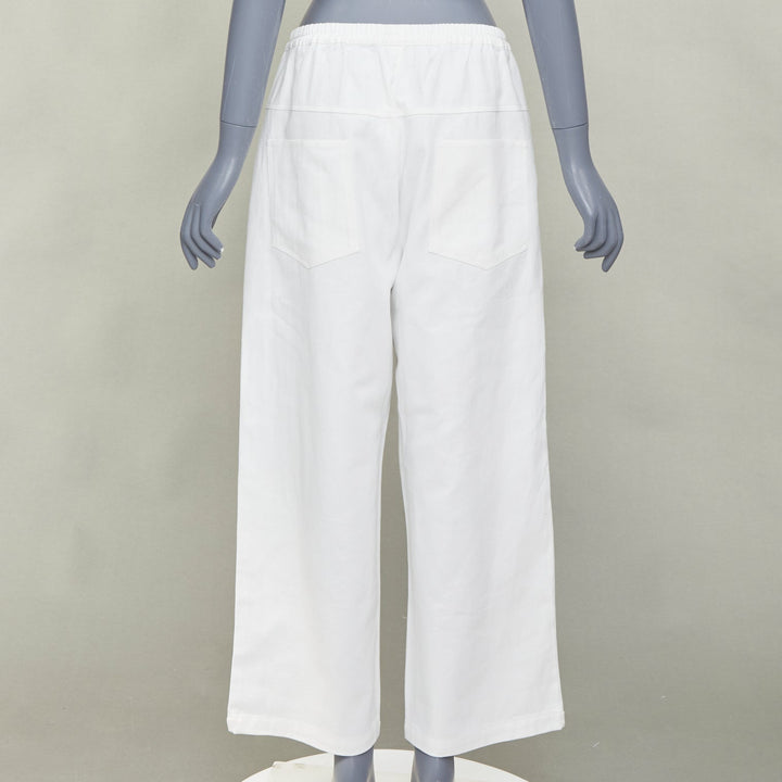 DEIJI STUDIOS white organic cotton angular pockets mid waist wide crop pants M