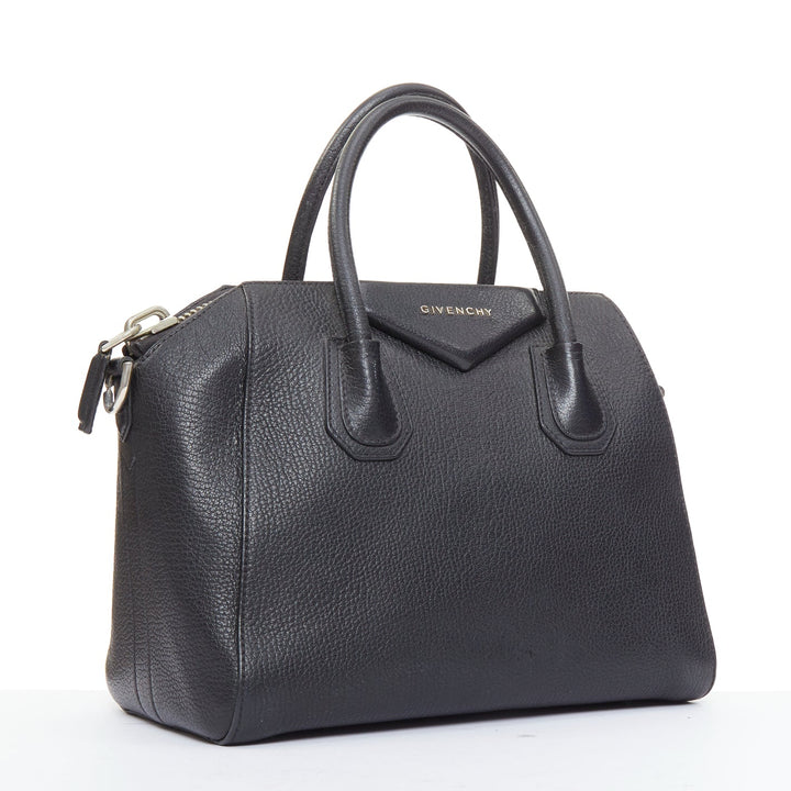 GIVENCHY Antigona Small black grained leather trapezoid structured tote bag