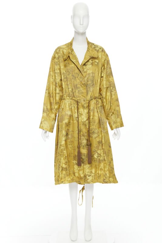 Runway OSCAR DE LA RENTA 2019 silk  floral tassel drawstring robe coat S
