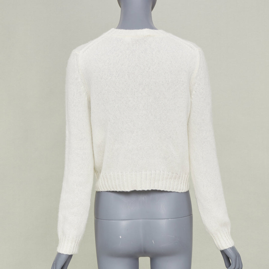 DIOR 2024 Miss Dior graffiti intarsia ecru white cashmere silk sweater FR34 XS