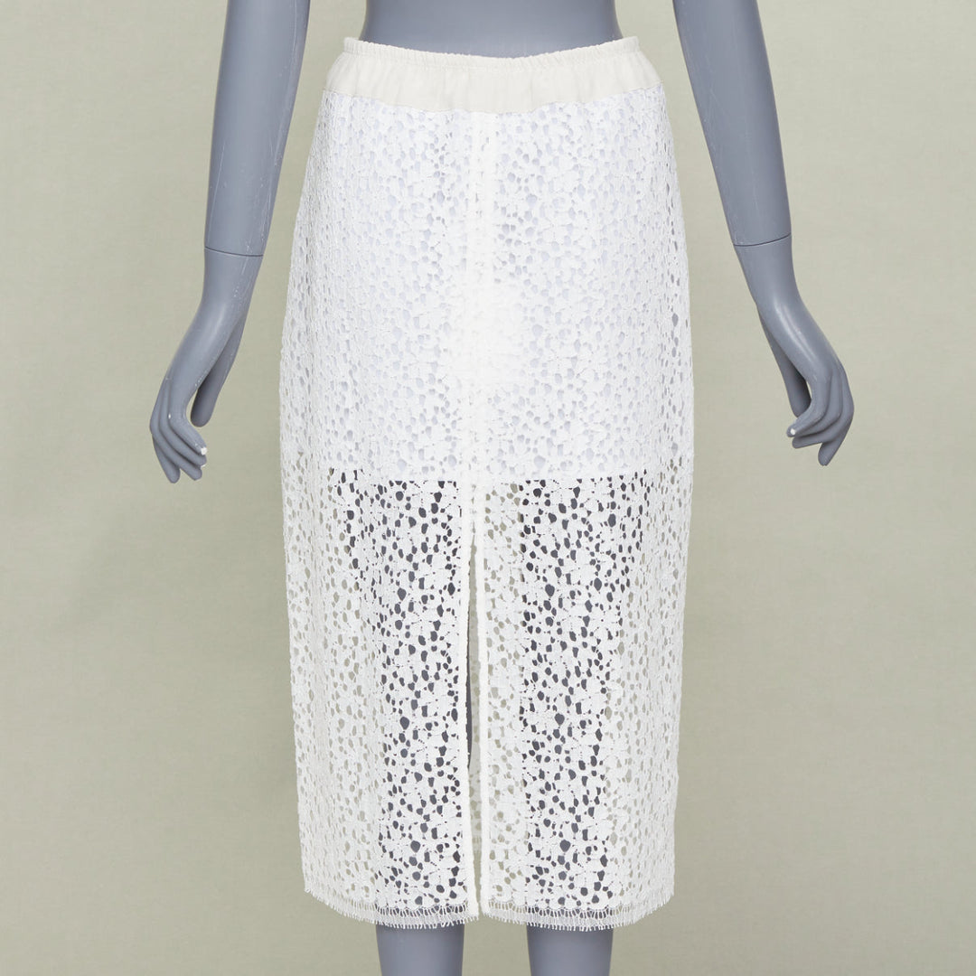 MARIA MCMANUS 2022 Organic Cotton Openwork Floral Lace elegant top skirt set XS