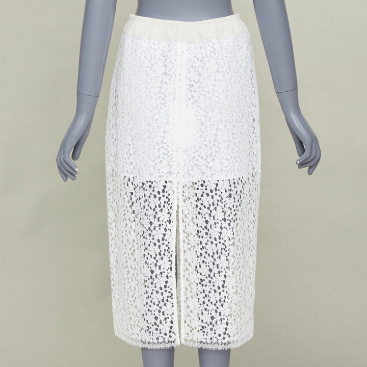 MARIA MCMANUS 2022 Organic Cotton Openwork Floral Lace elegant top skirt set XS