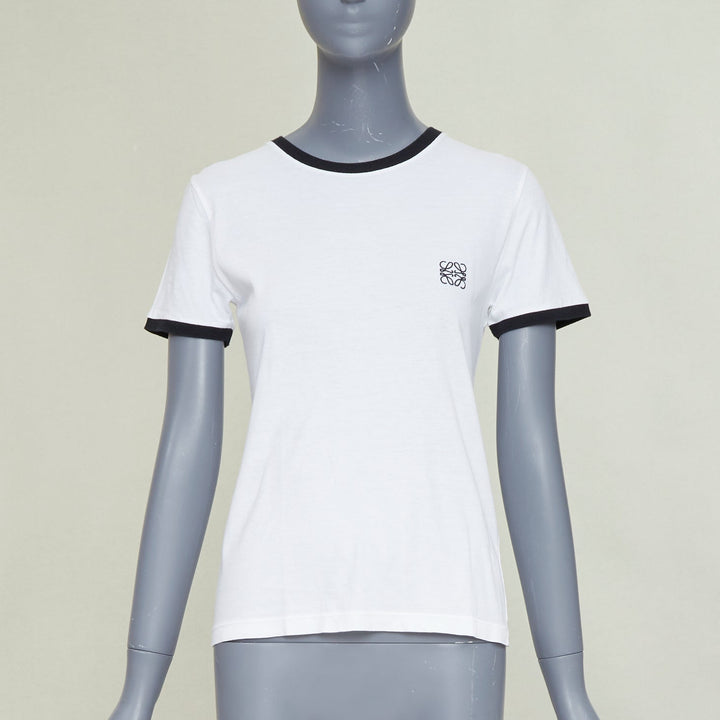 LOEWE 2024 white black Anagram embroidered slim-fit ringer tshirt S