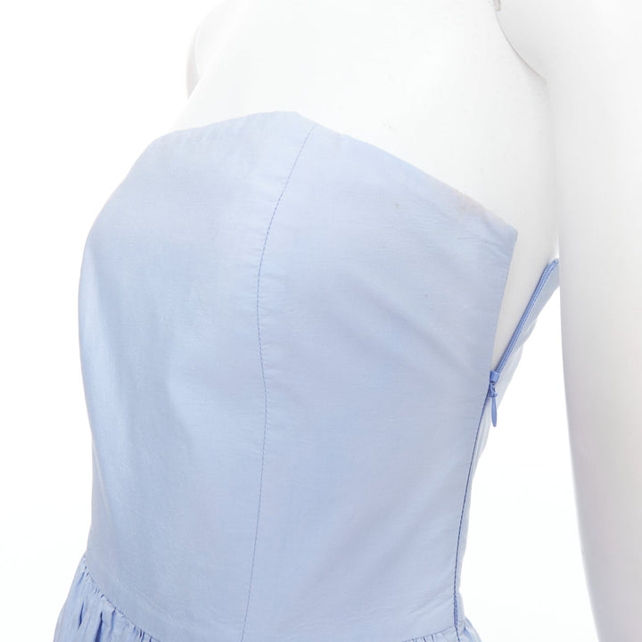 SALVATORE FERRAGAMO Runway light blue strapless bodice long dress IT38 XS