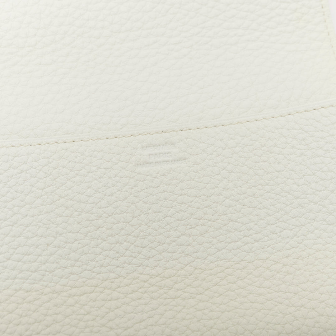 HERMES Mises et Relances white Clemence leather perforated H playing card holder