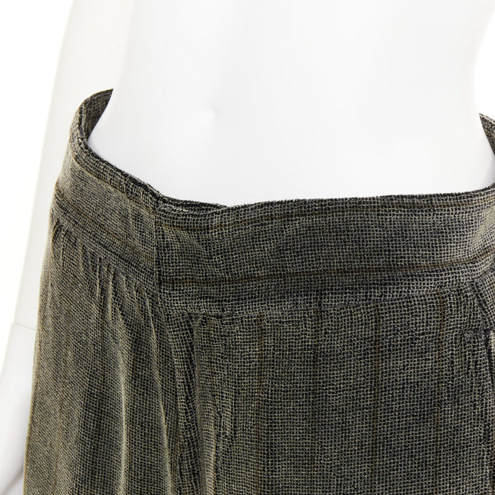 GIORGIO ARMANI green black rayon blend velvet  wide cropped pants IT46 S