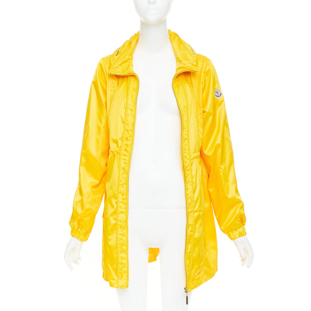 MONCLER sunshine yellow nylon patch logo technical packable rain parka XL