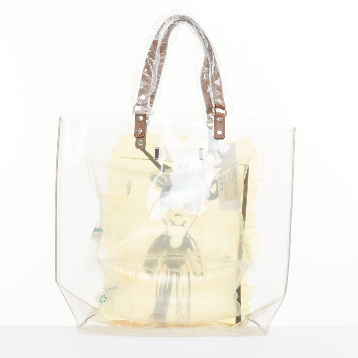 MARNI 2010 Cristal Claude Puppet print leather handles clear PVC tote bag