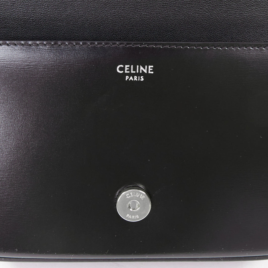 CELINE 2020 Besace Triomphe black glossed calfskin leather silver hardware bag