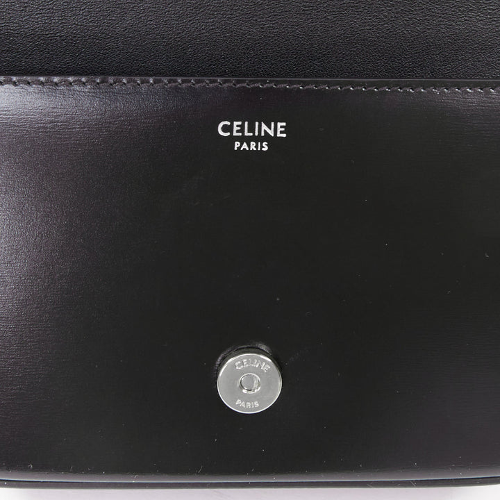 CELINE 2020 Besace Triomphe black glossed calfskin leather silver hardware bag