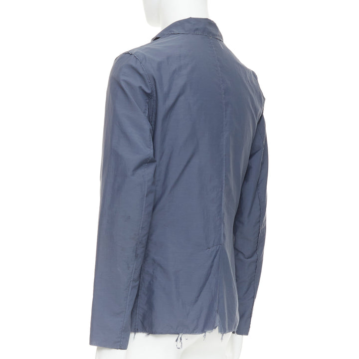 LANVIN navy light double layer fabric raw edge casual blazer jacket FR46 S