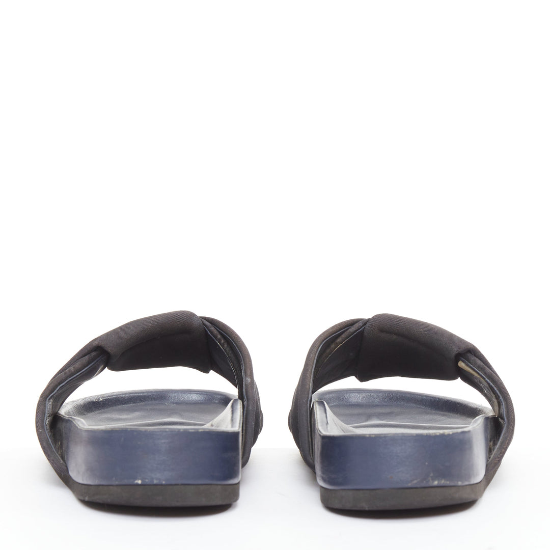 OLD CELINE 2014 Phoebe Philo Twist Boxy black grosgrain navy leather slides EU41