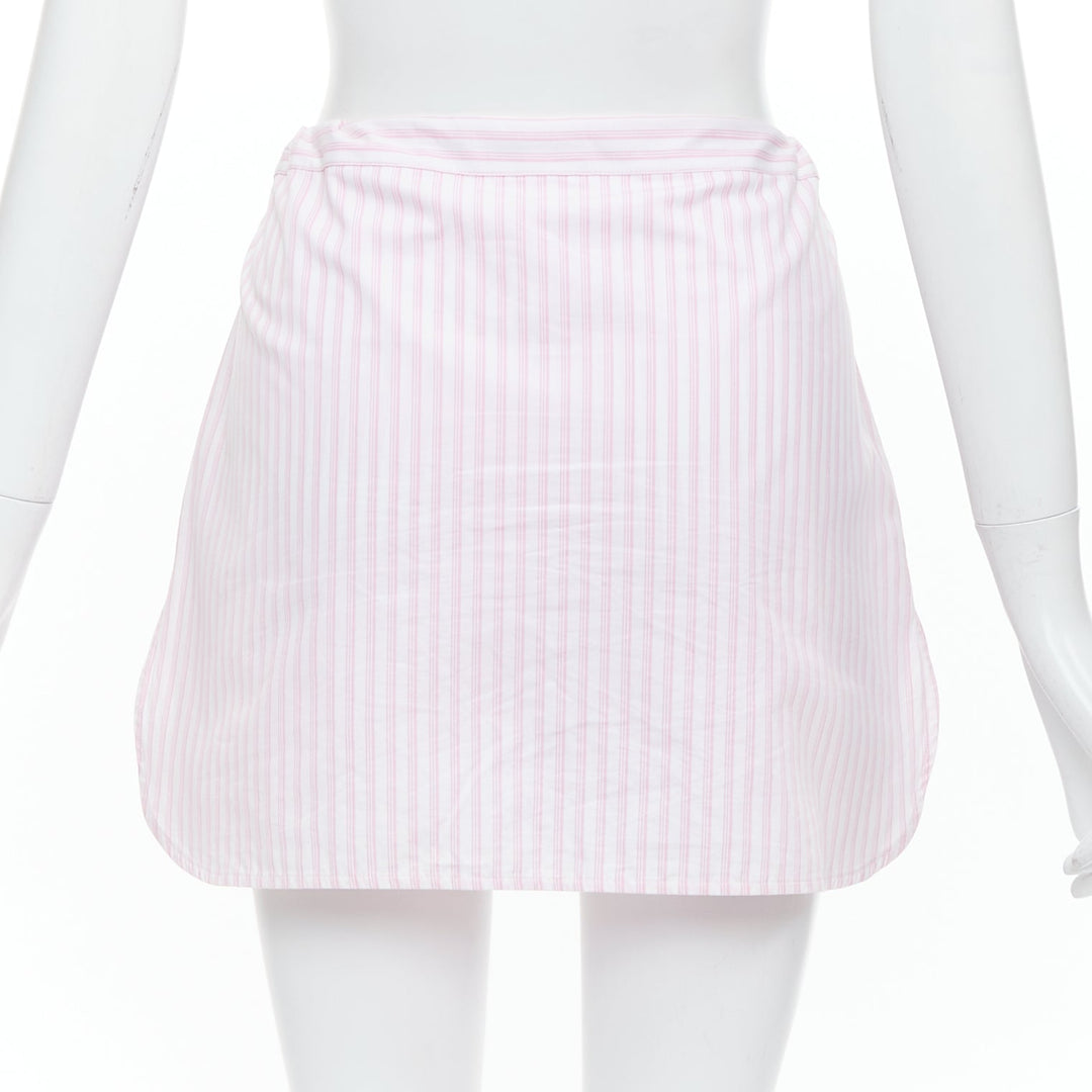 VVB VICTORIA BECKHAM pink white pinstriped tie front tiered skort