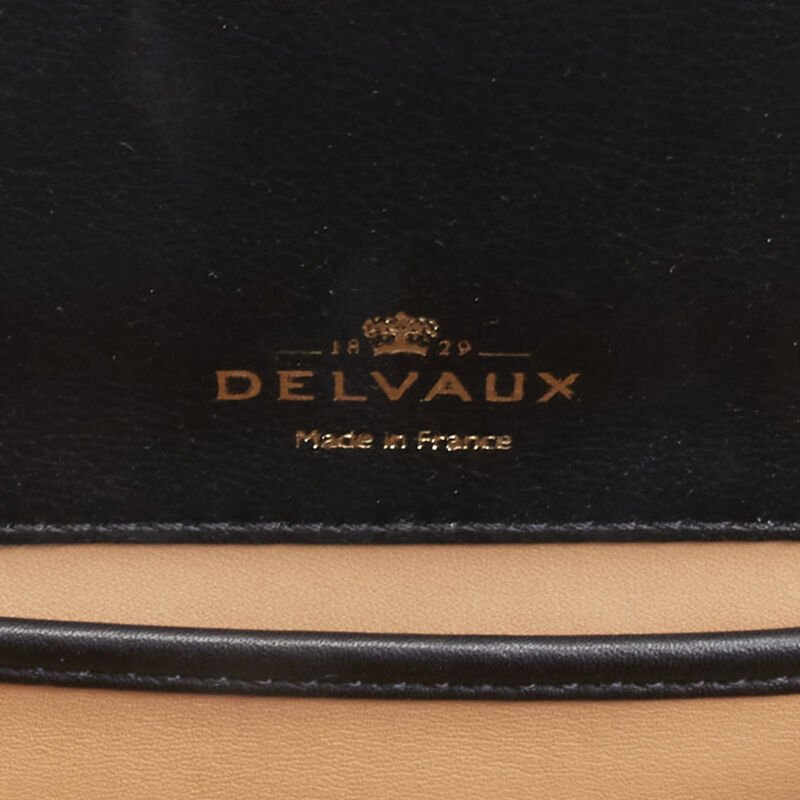 rare DELVAUX Le Madame black gold spray painted scaled leather crossbody box bag