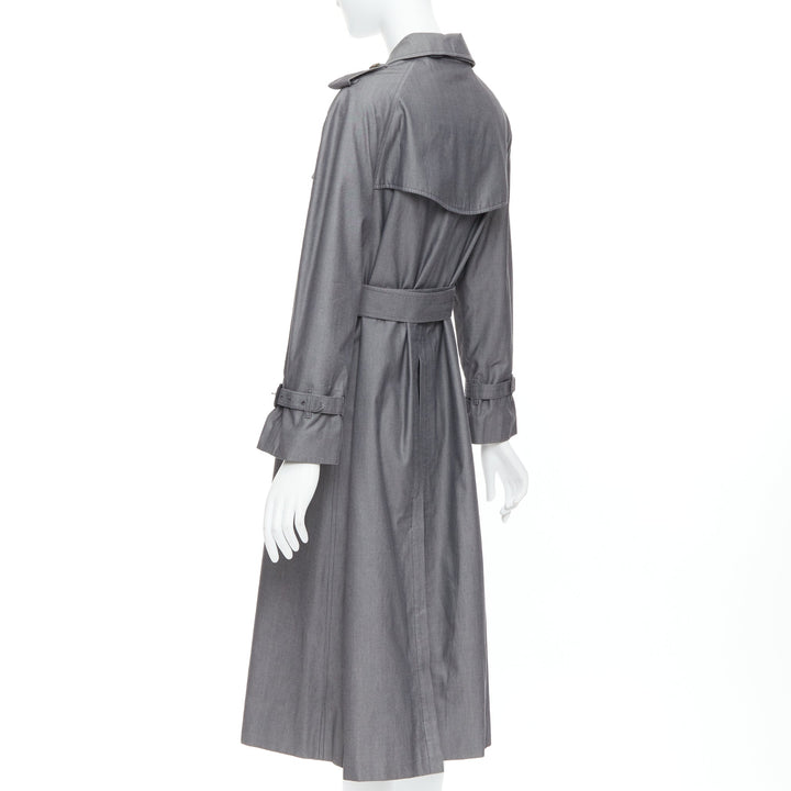 BURBERRY Vintage Made To Measure grey cotton trench coat UK12 L