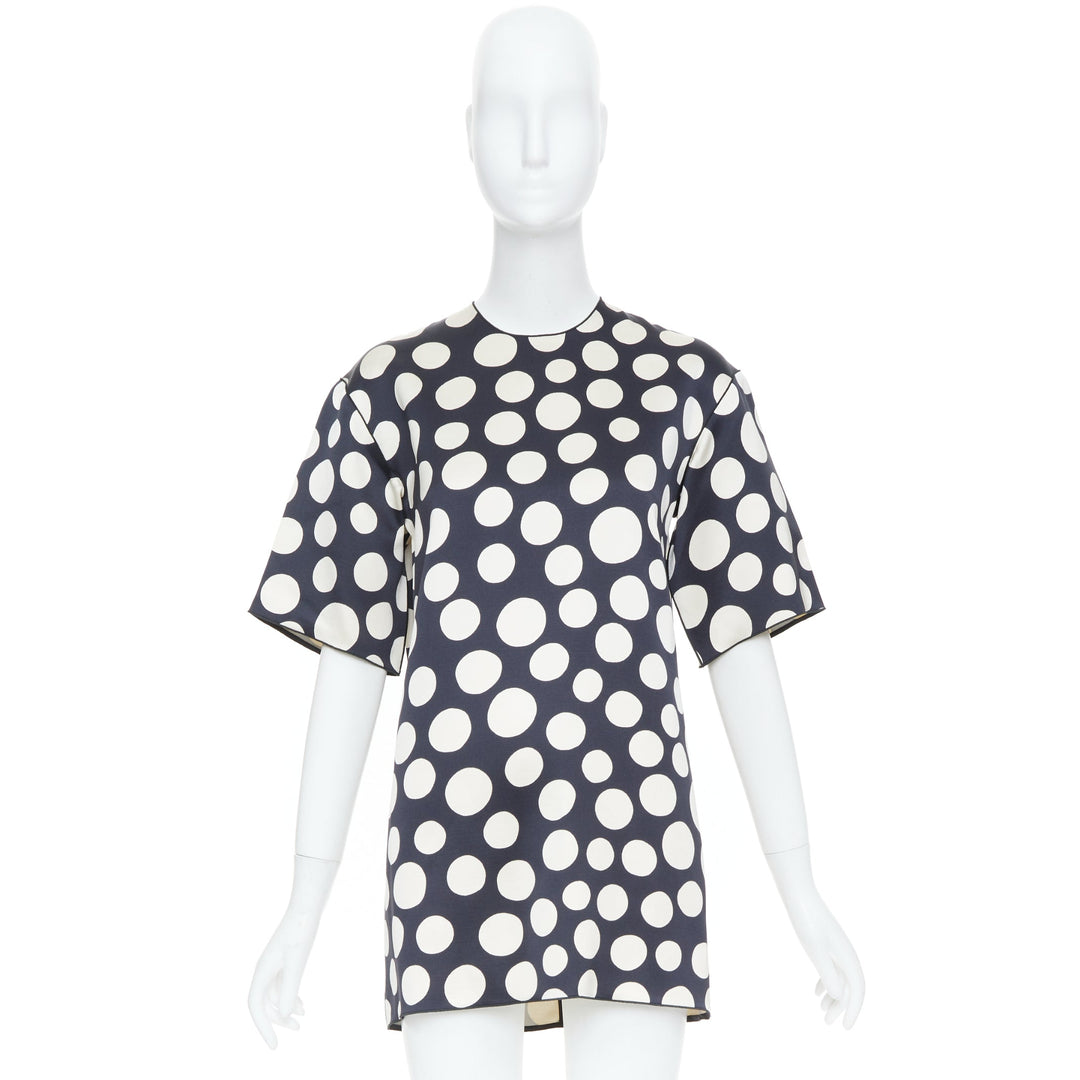 CELINE 2013 Runway Phoebe Philo polka dot silk wool oversized tunic top FR34 XS