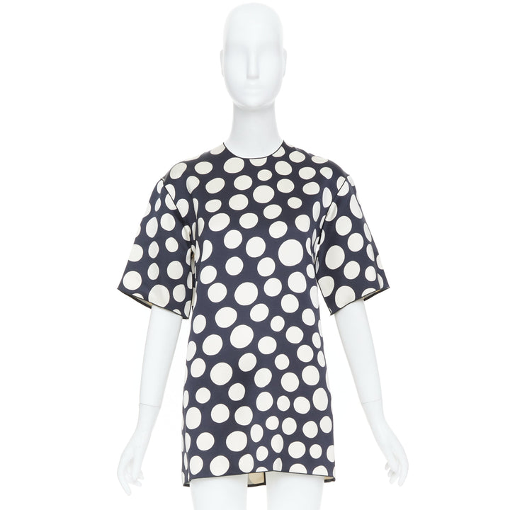 CELINE 2013 Runway Phoebe Philo polka dot silk wool oversized tunic top FR34 XS