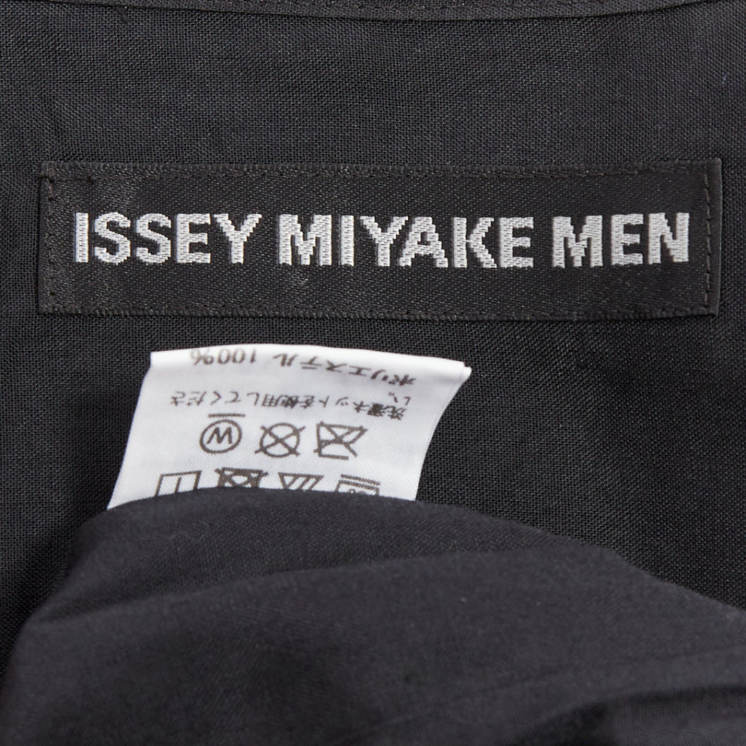 ISSEY MIYAKE MEN black accordian plisse pleated  button down shirt Sz1 S