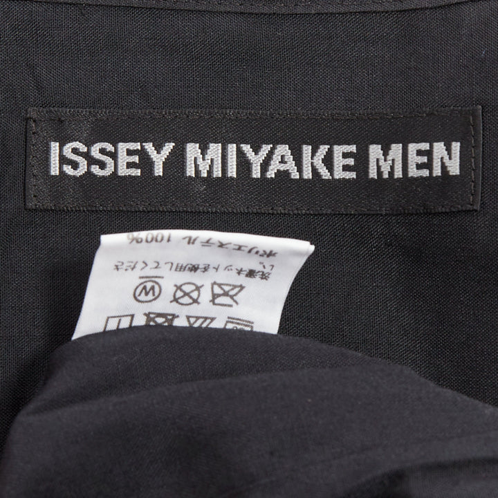 ISSEY MIYAKE MEN black accordian plisse pleated  button down shirt Sz1 S