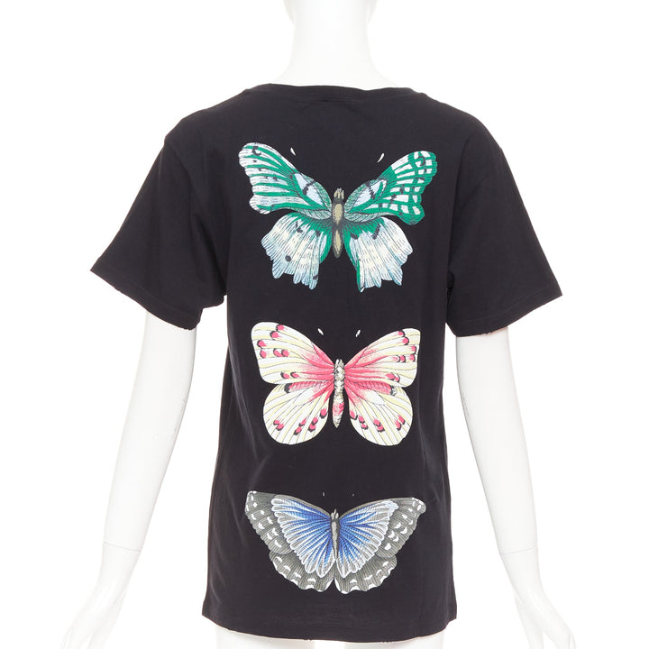 GUCCI 2018 black cotton vintage logo embroidered dragonfly jersey tshirt XS