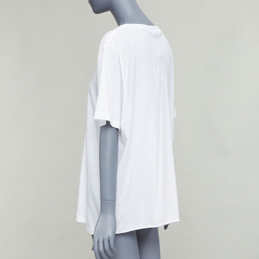 SAINT LAURENT 2016 cream universite print oversized reversed tshirt XL