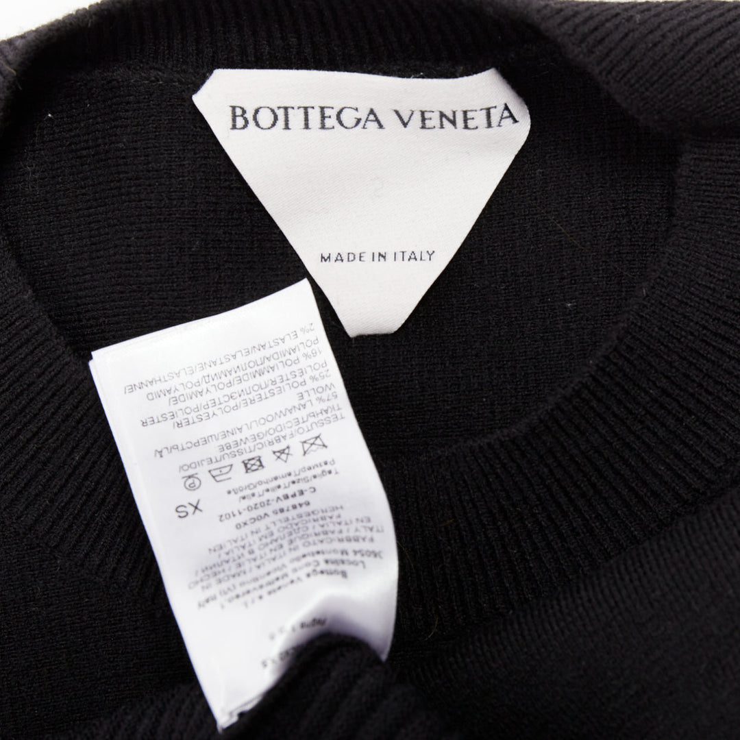 BOTTEGA VENETA Daniel Lee black wool sculptural rounded sleeves crop sweater XS