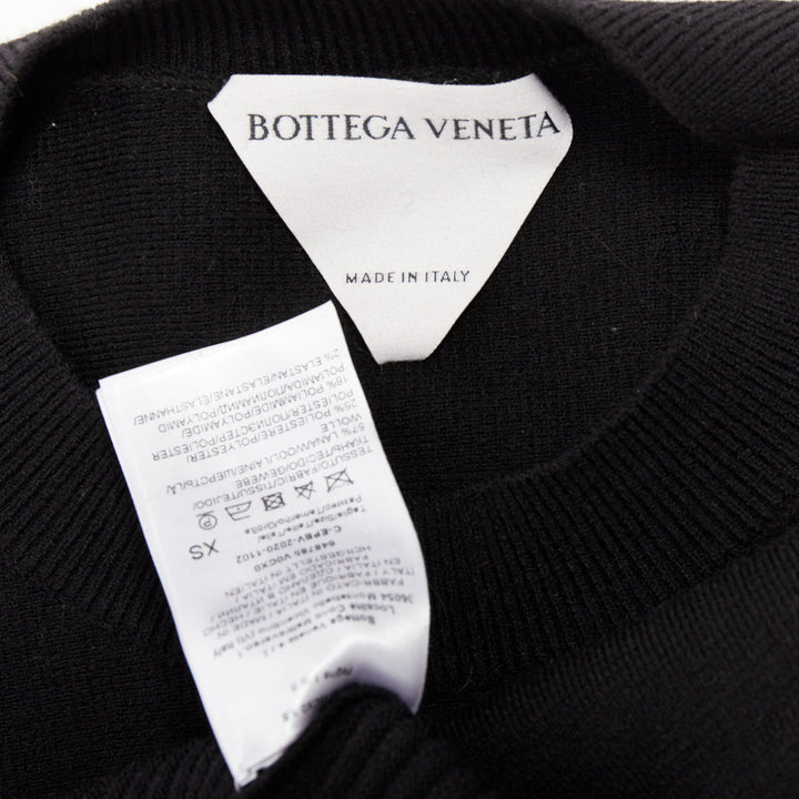 BOTTEGA VENETA Daniel Lee black wool sculptural rounded sleeves crop sweater XS