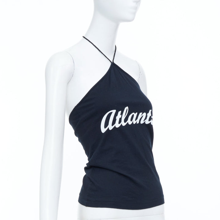 DOLCE GABBANA 2003 Vintage Atlanta graphic print black jersey halter top IT38 XS