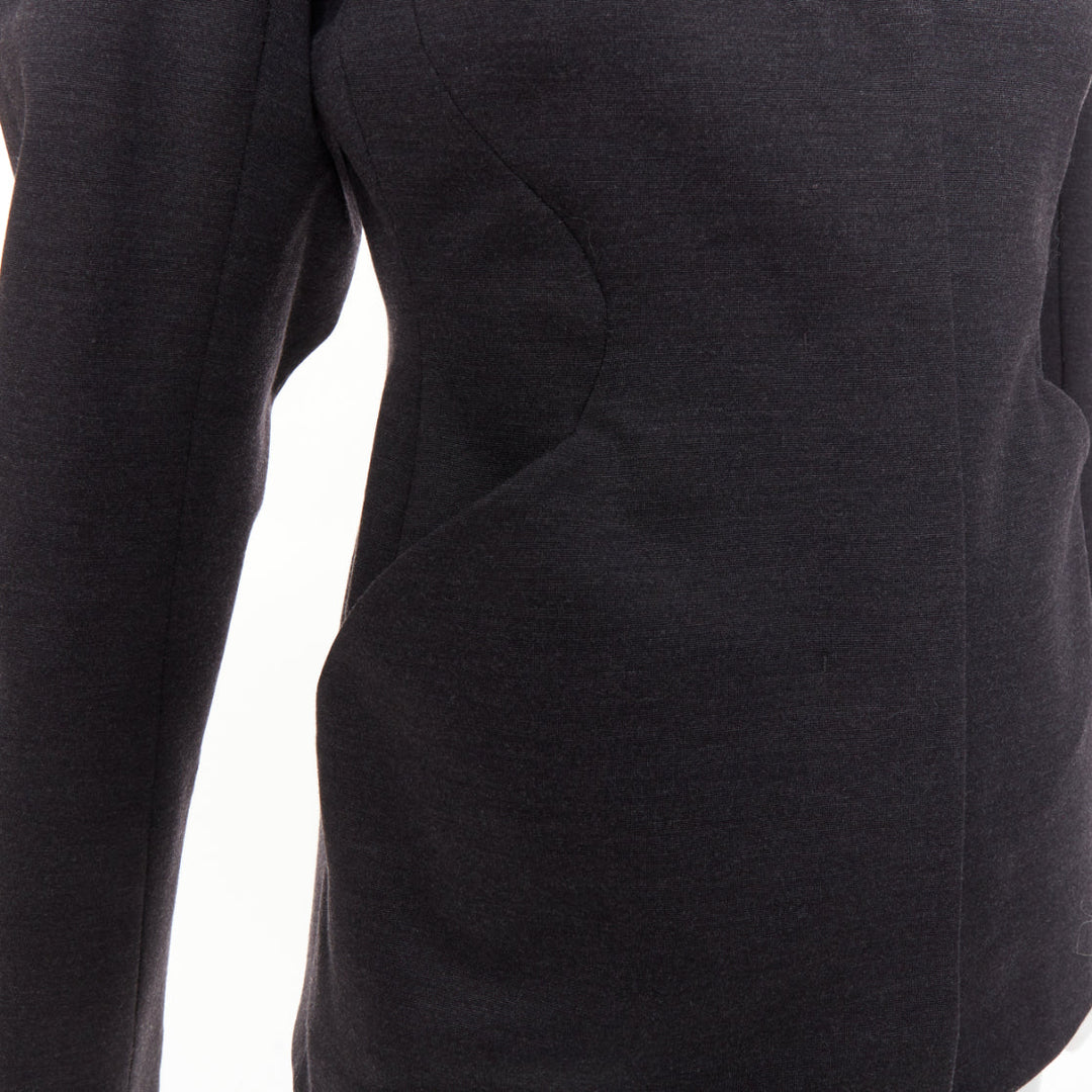 JIL SANDER grey wool curved sleeve sculptural hourglass 3D cut blazer FR34 XS