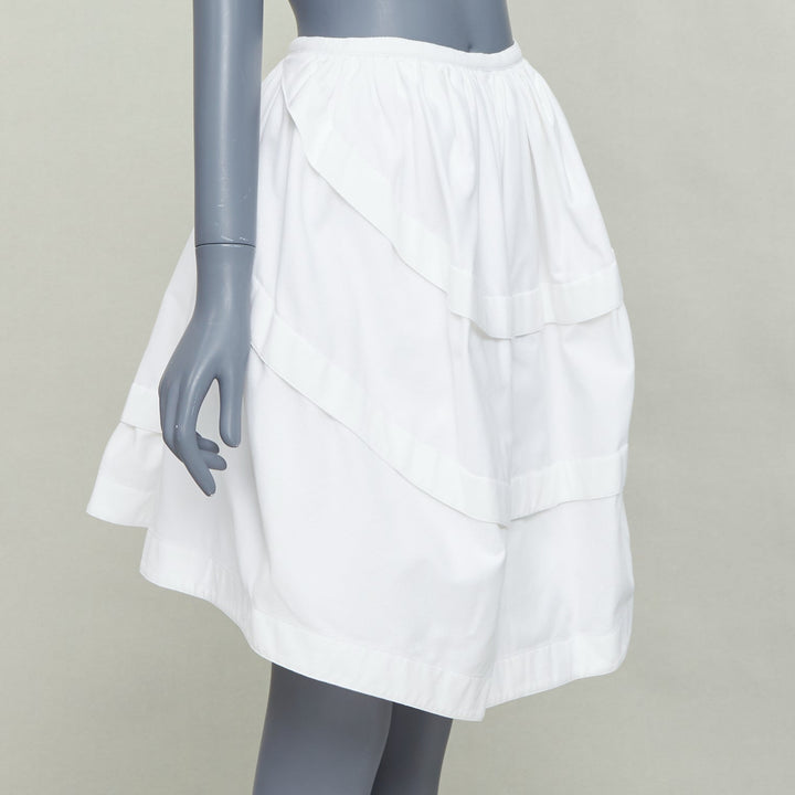 ALAIA ivory cotton waffle panelled tulip bubble knee length skirt FR40 L