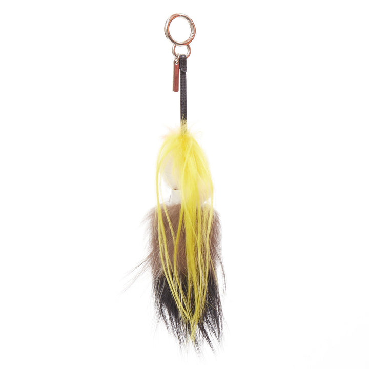 FENDI 2014 Runway Mini Karlito mink fox fur yellow hair caricature charm