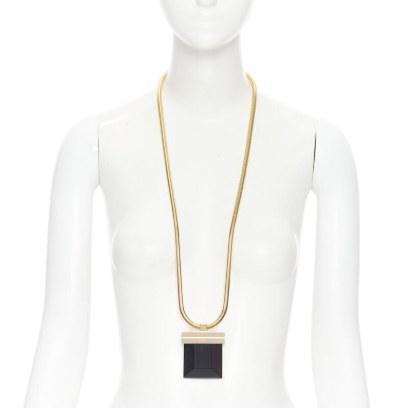 SAINT LAURENT Hedi Slimane 2013 Opium runway black Onyx stone gold necklace
