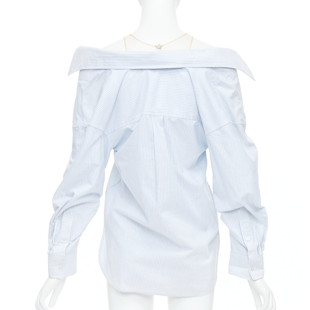 ALEXANDER WANG T blue striped Falling illusion deconstructed shirt XS