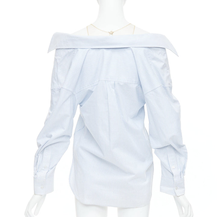ALEXANDER WANG T blue striped Falling illusion deconstructed shirt XS