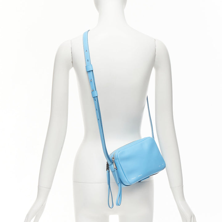 PROENZA SCHOULER White Label blue leather silver zipper crossbody camera bag