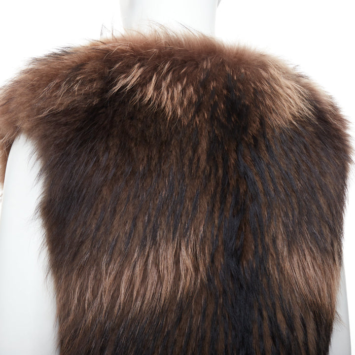 DAMIR DOMA brown genuine fur sleeveless vest coat M