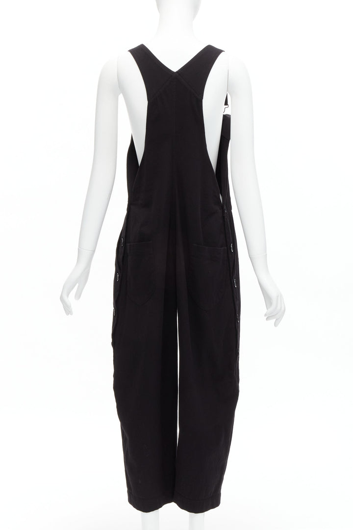 Y'S YOHJI YAMAMOTO black cotton blend button side drop crotch dungaree JP1 S