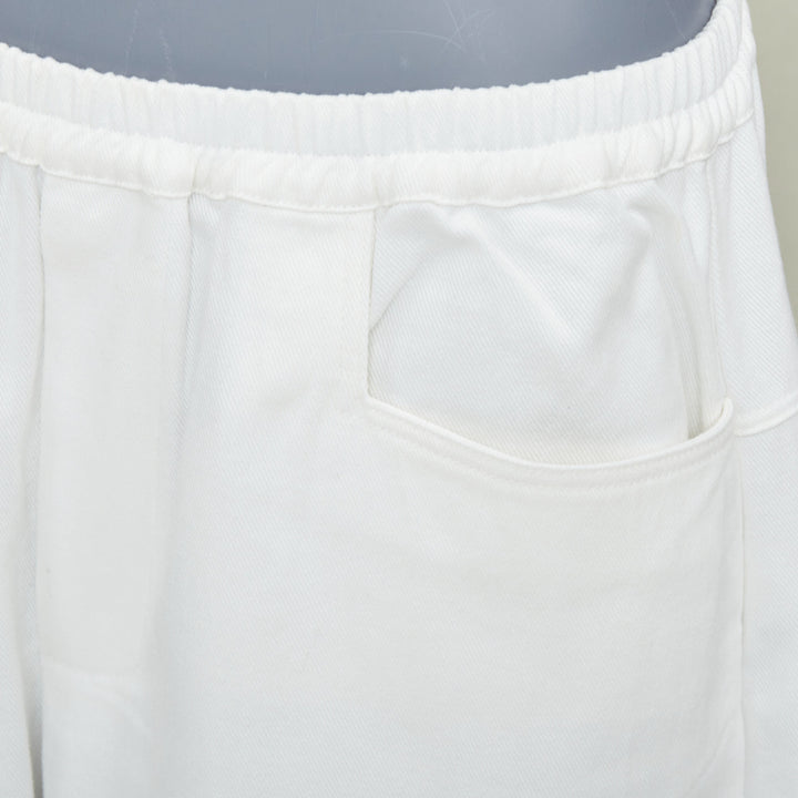 DEIJI STUDIOS white organic cotton angular pockets mid waist wide crop pants M